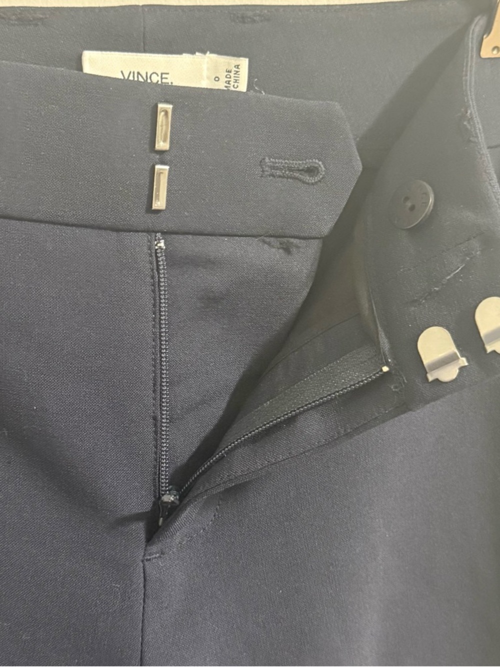 Vince Wool Blend Tapered Trousers | Navy Blue - Picture 5 of 7